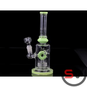 INFINITY RING GLASS WATER PIPE NEON GREEN 12inch